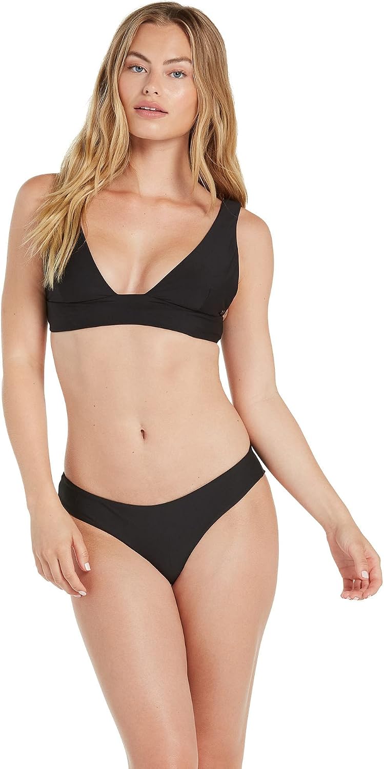 Volcom Women's Simply Seamless Cheeky Bikini Bottom (Regular & Plus Size) Black Black