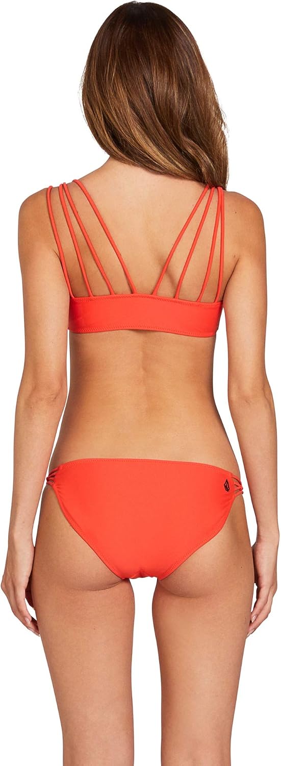 Volcom Women's Full Bikini Bottom – Low-Rise Swim Bottom with Full Coverage, Made from Recycled Fabric E-coral