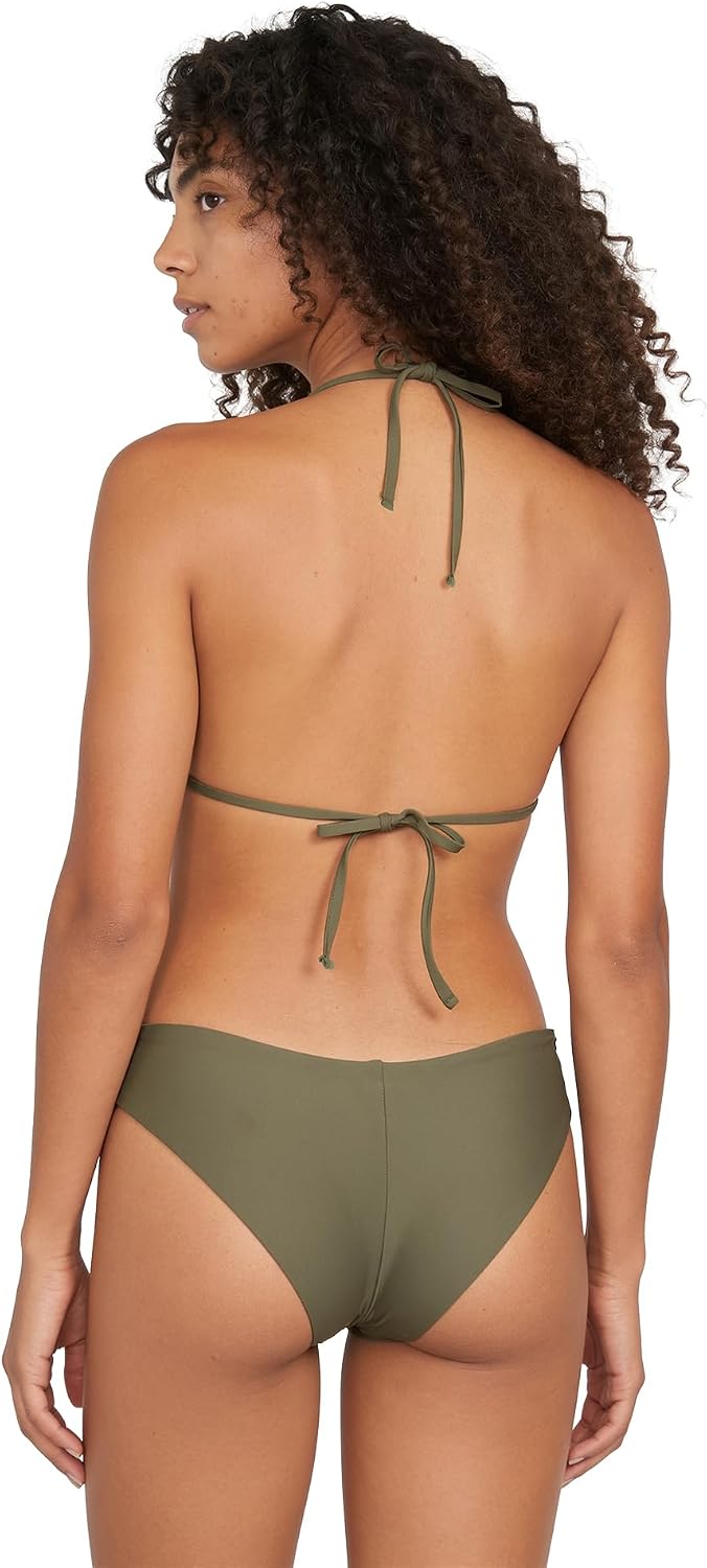 Volcom Women's Tri Bikini Top – Sustainable Slide-tri Swim Top with Adjustable Halter and Removable Cups Green Olive