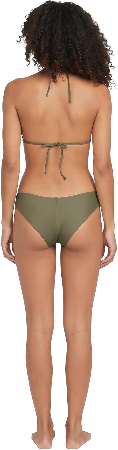 Volcom Women's Tri Bikini Top – Sustainable Slide-tri Swim Top with Adjustable Halter and Removable Cups Green Olive