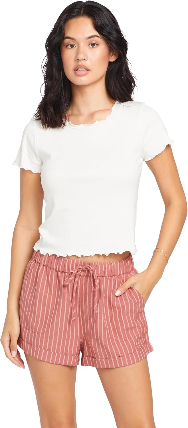 Volcom Women's Sunday Strut Elastic Waist Short Mauve Rose