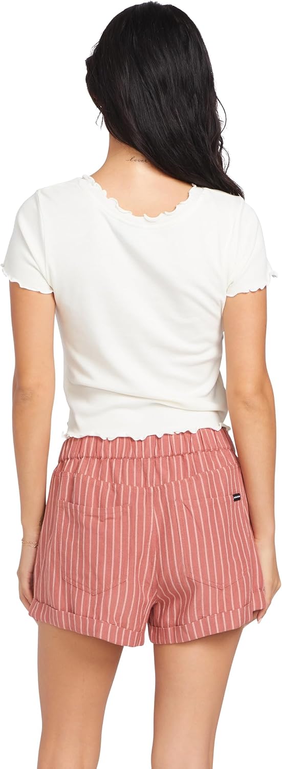 Volcom Women's Sunday Strut Elastic Waist Short Mauve Rose