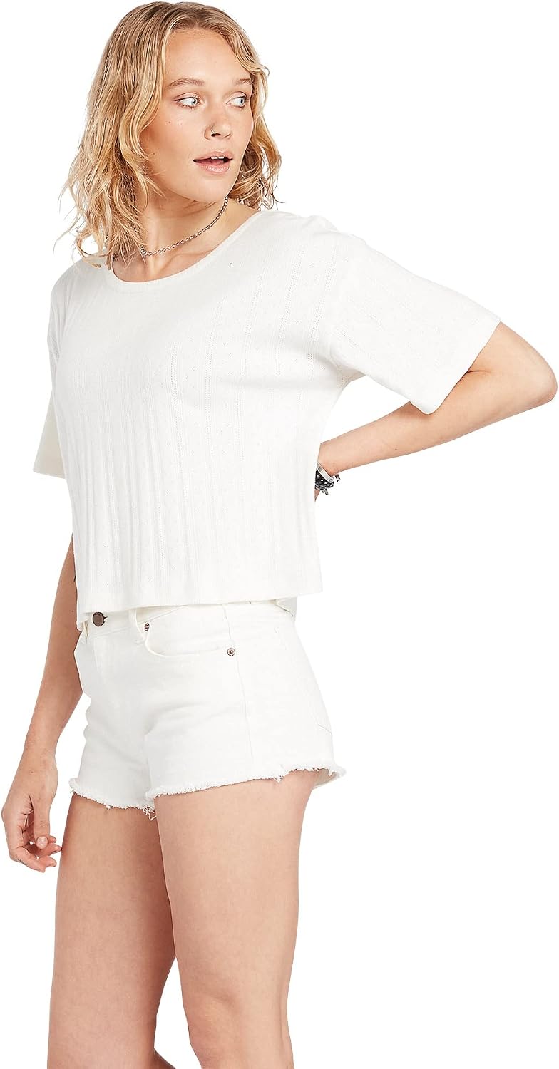 Volcom Women's Stoney Stretch Cut Off Denim Short Star White