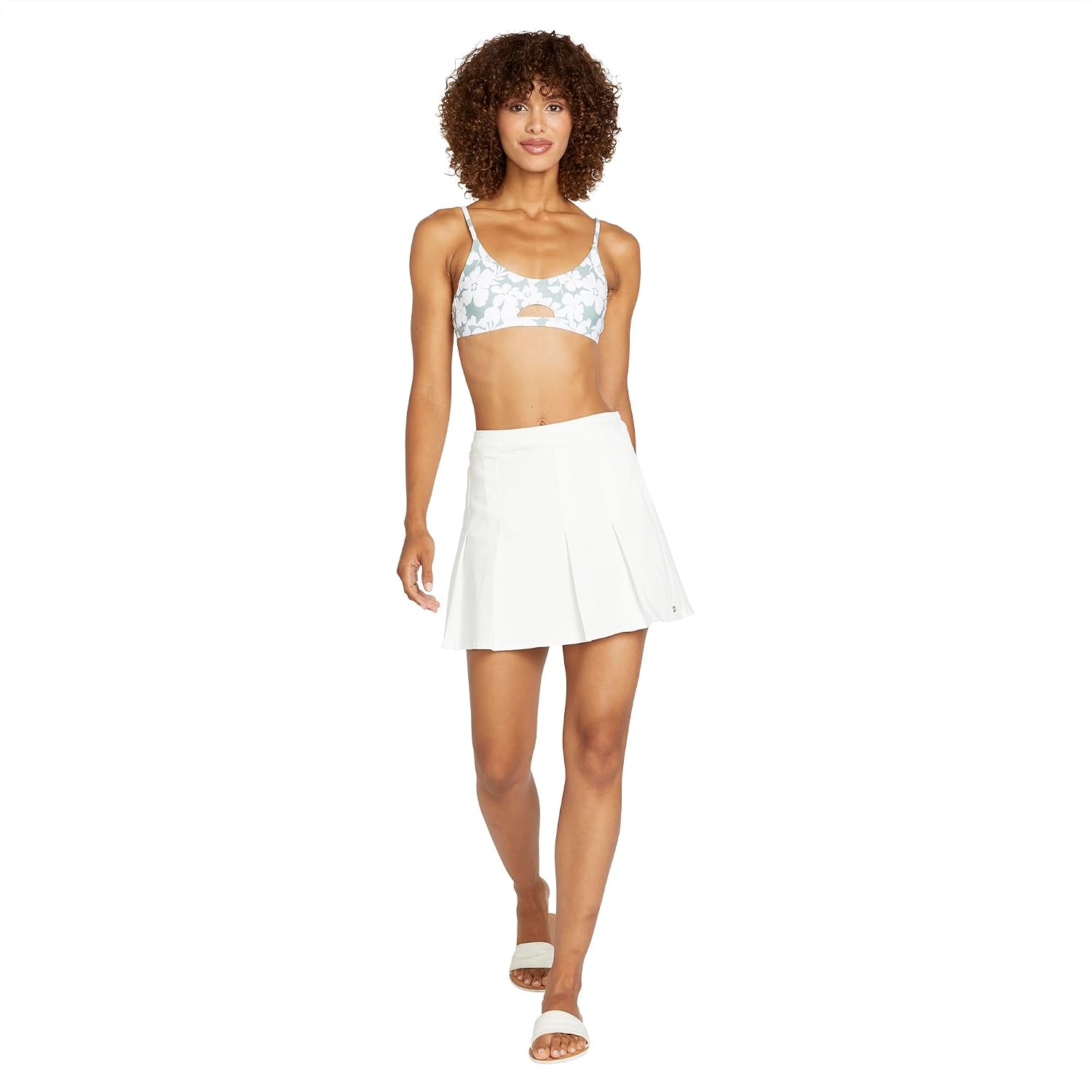 Volcom Women's Coco Ho Pleated Tennis Mini Skirt Star White