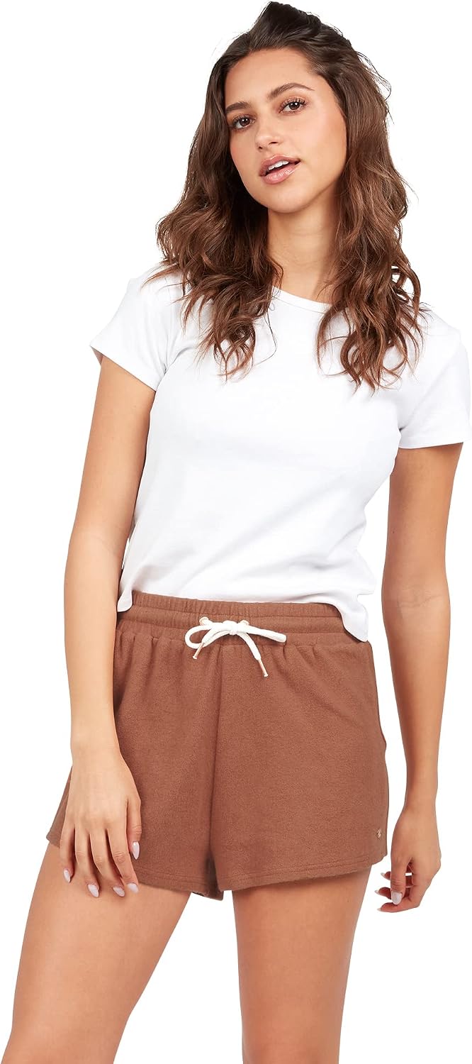 Volcom Women's Lived In Lounge Fleece Sweat Shorts (Regular & Plus Size) Dark Clay