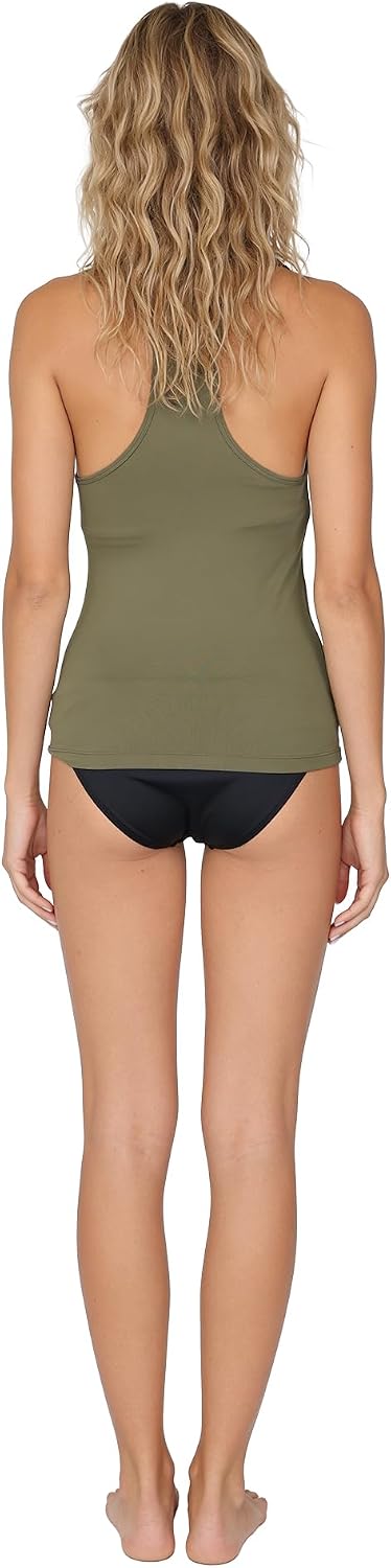 Volcom Women's Simply Core Tankini Swimsuit Top Plus Size Green Olive