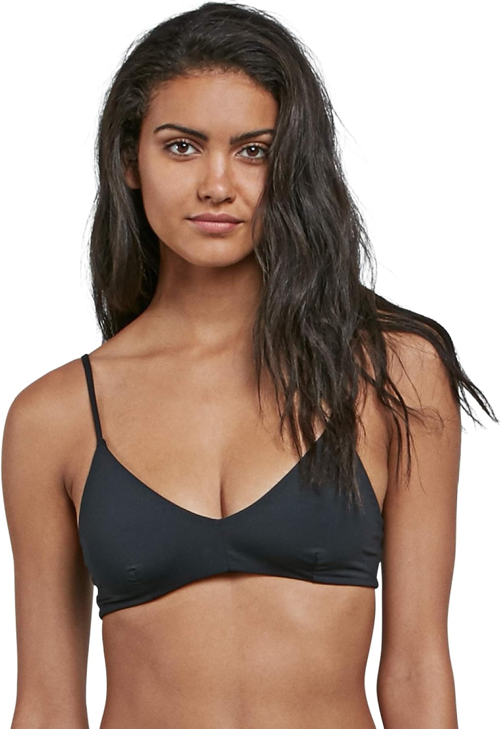 Volcom Simply Seam Less Vneck Bikini Top Swimwear Black-c