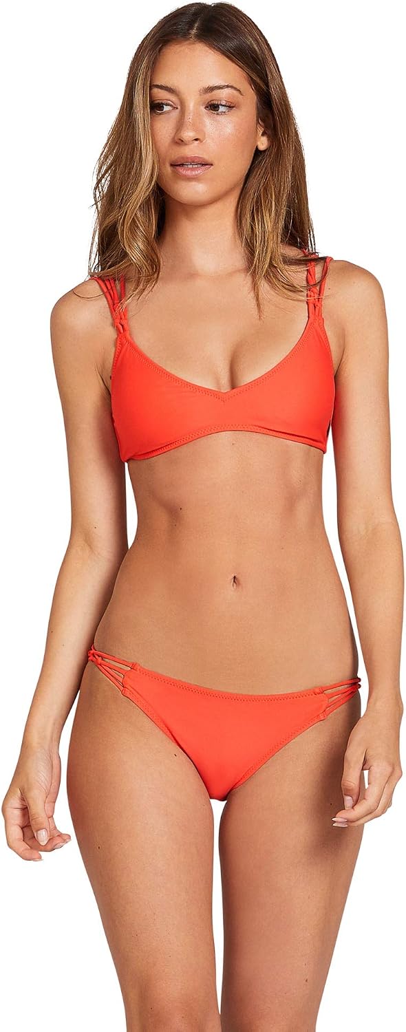 Volcom Women's Simply Seemless V Neck Swimsuit Bikini Top Coral