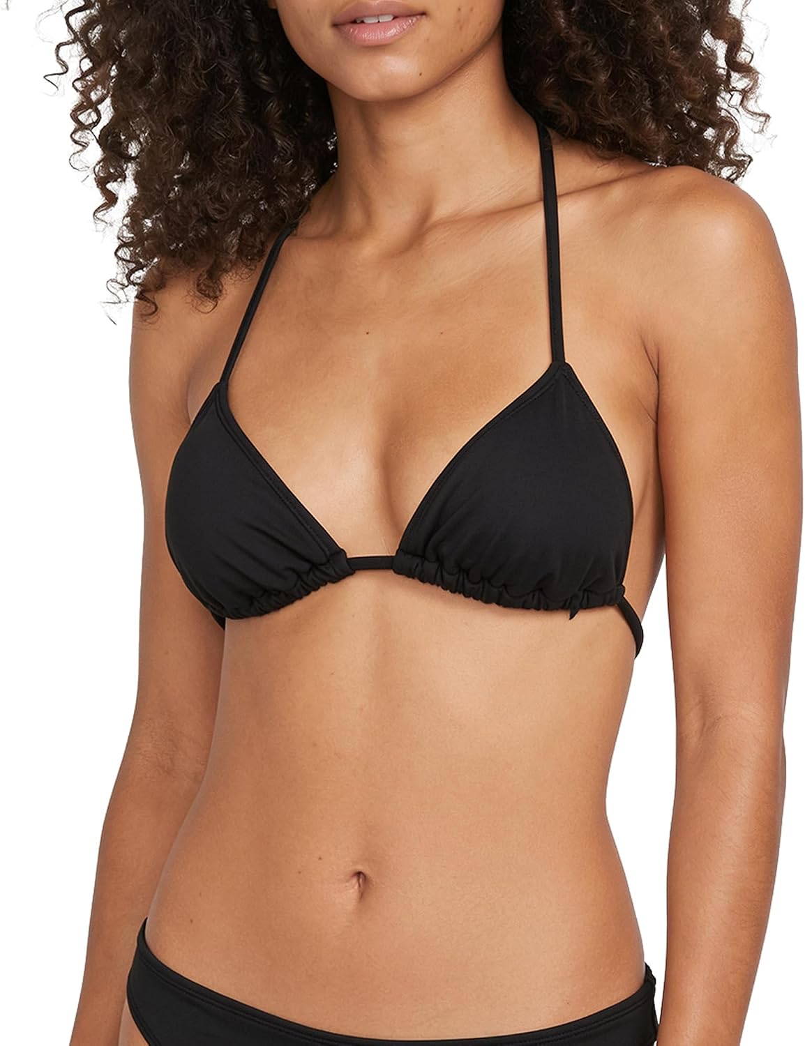 Volcom Women's Tri Bikini Top – Sustainable Slide-tri Swim Top with Adjustable Halter and Removable Cups Black