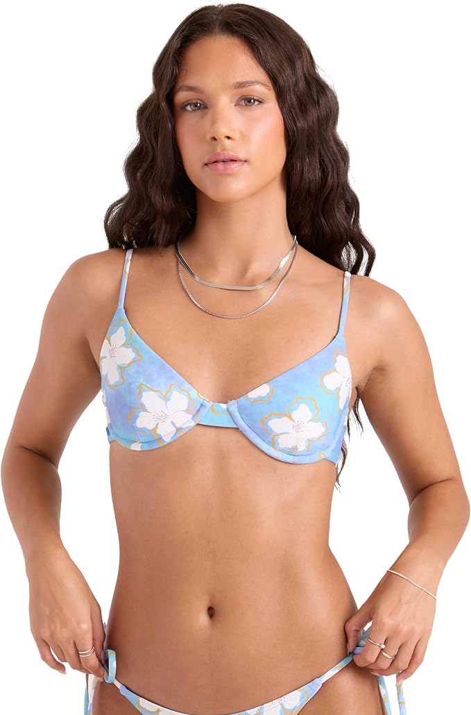 Volcom Women's Bikini Top- Removable Cups, Adjustable Straps, Underwire Support- Beach & Pool Wear Aquasky