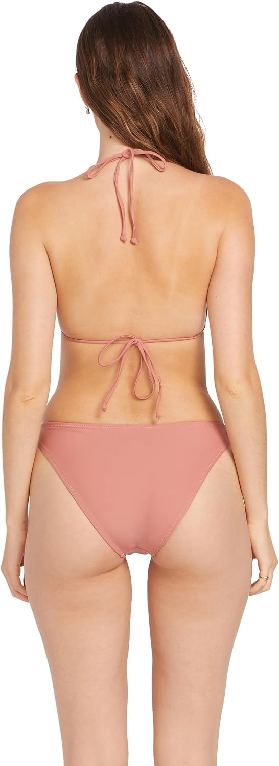 Volcom Women's Full Bikini Bottom – Low-Rise Swim Bottom with Full Coverage, Made from Recycled Fabric Mauve Rose