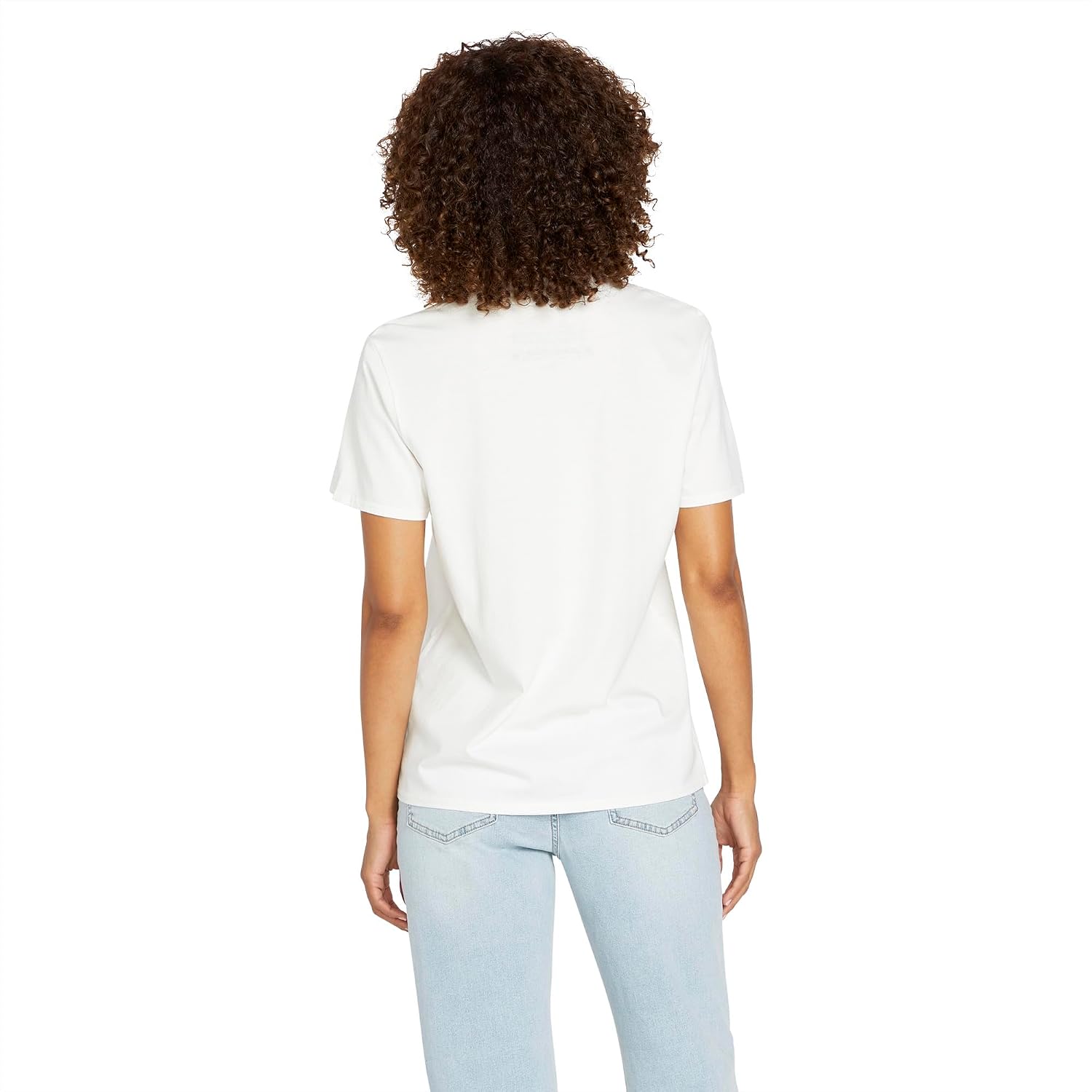 Volcom Women's Lock It Up Short Sleeve Tee – Crew Neck T-Shirt with Striped Neck Taping Star Light