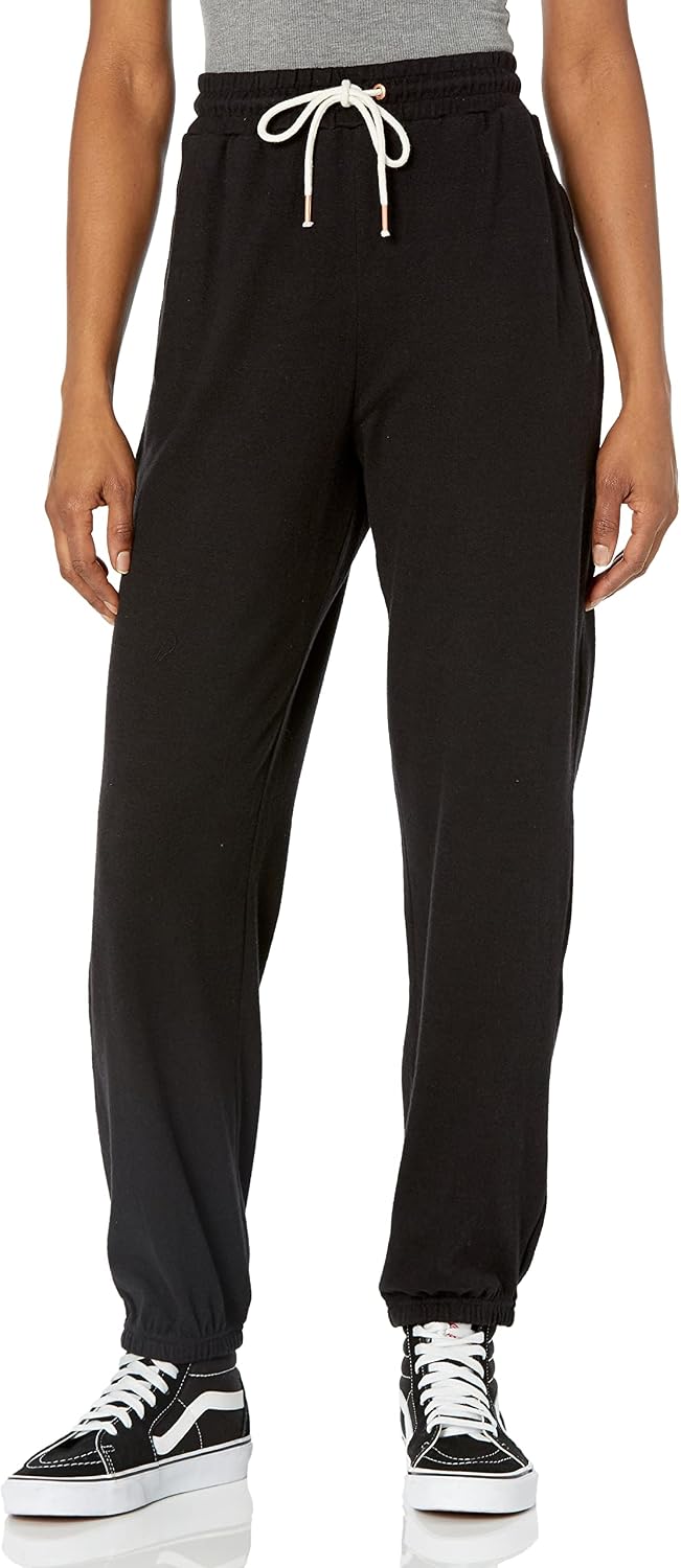 Volcom Women's Lived In Lounge Fleece Sweatpants (Regular & Plus Size) Black White 1