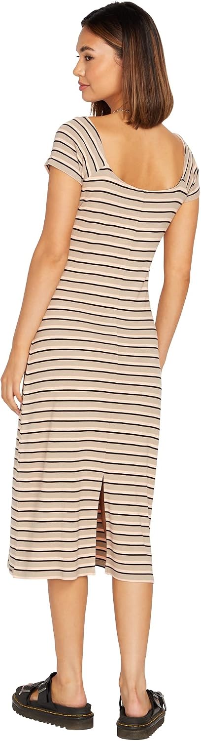 Volcom Women's All Booed Up Fitted Midi Dress Taupe