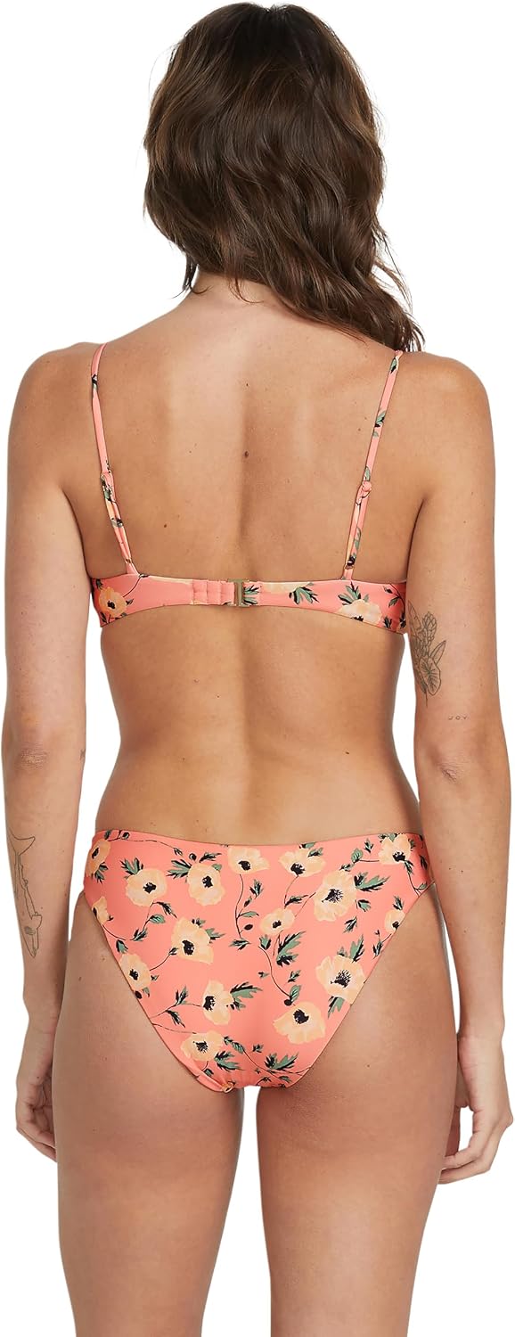 Volcom Women's Full Bikini Bottom – Low-Rise Swim Bottom with Full Coverage, Made from Recycled Fabric Sunset Poppy