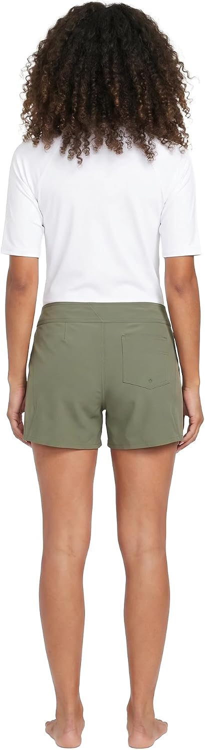 Volcom Women's Simply Solid 5-Inch Swim Surf Boardshort Green Olive