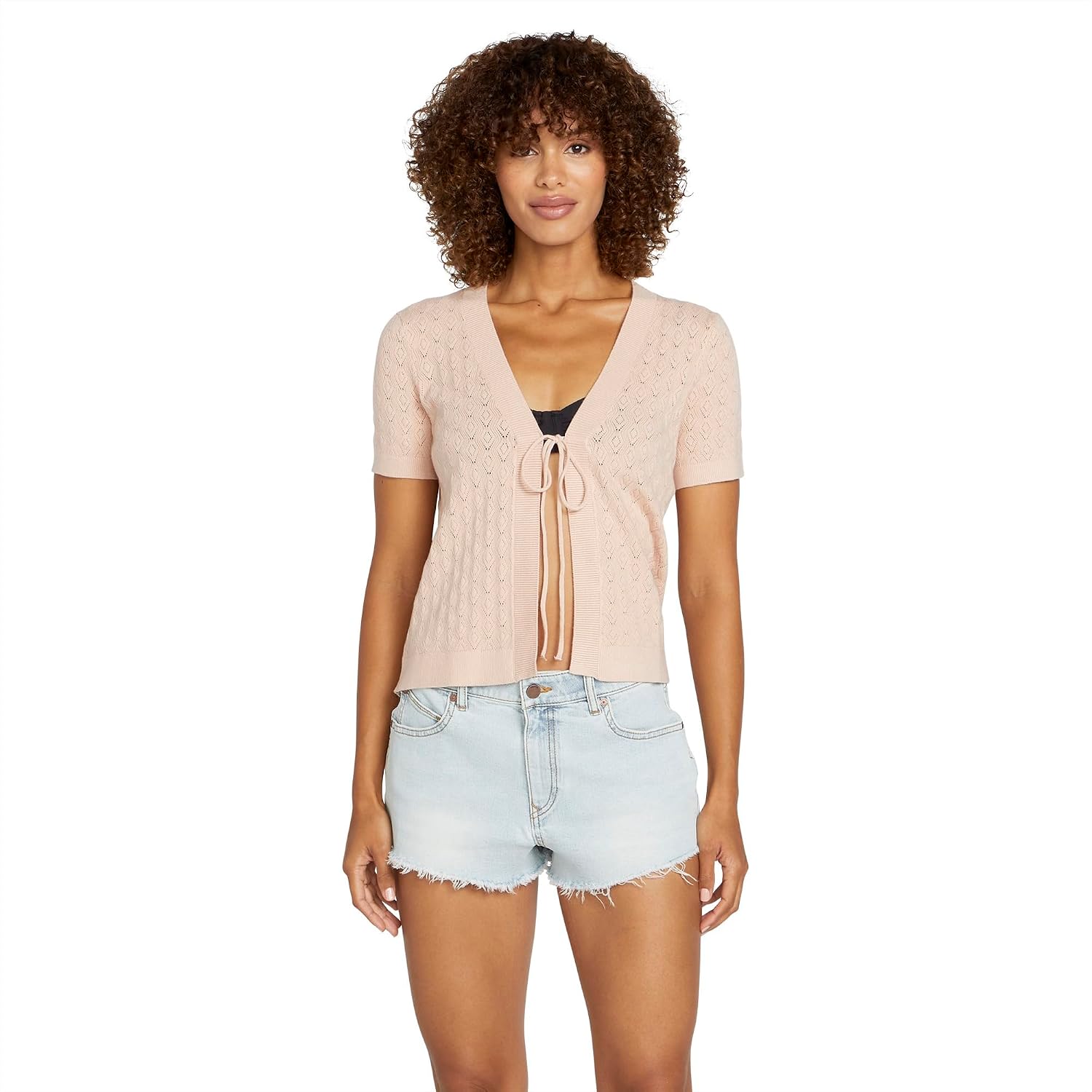 Volcom Women's Cruz Cruise Sweater Cardigan Dusty Rose