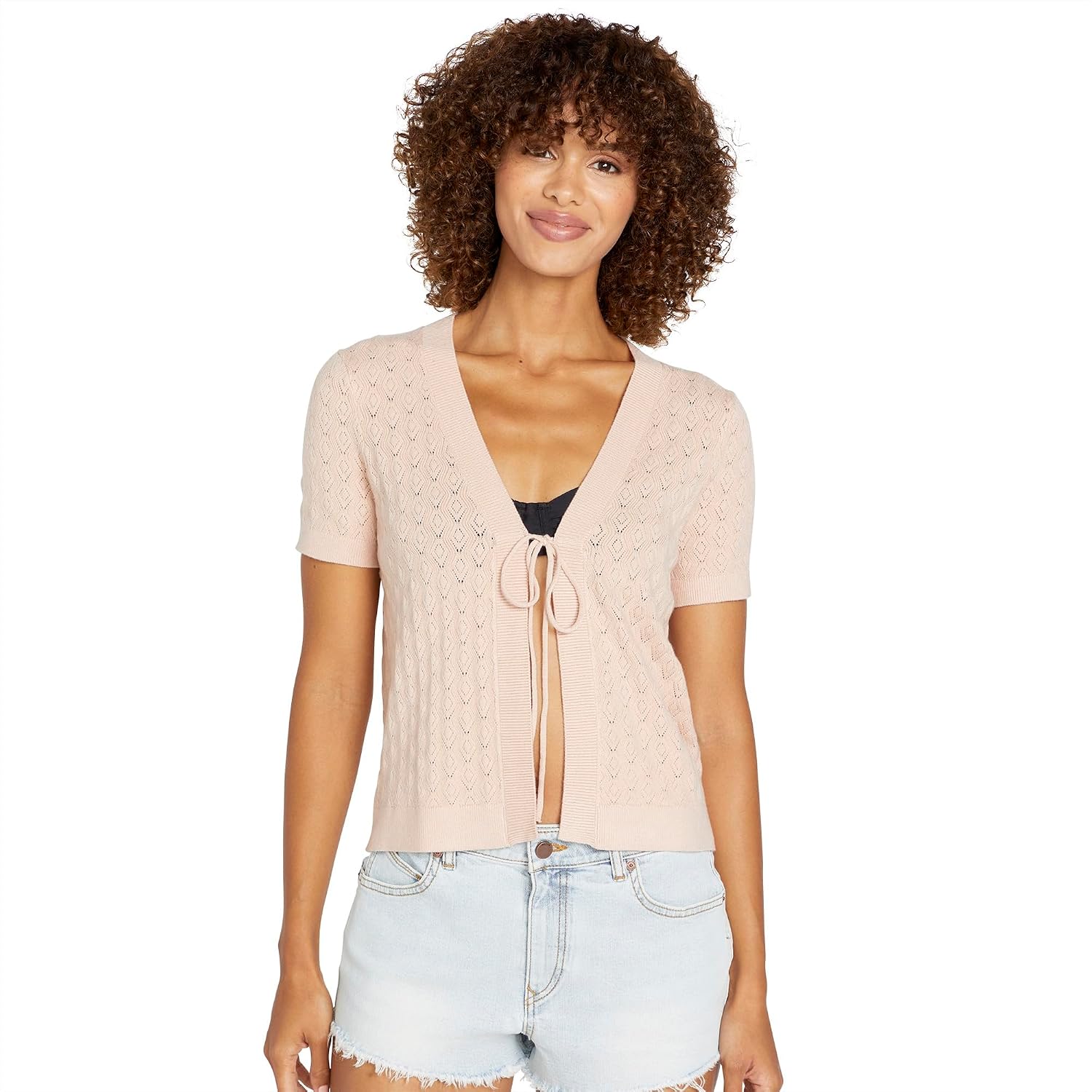 Volcom Women's Cruz Cruise Sweater Cardigan Dusty Rose