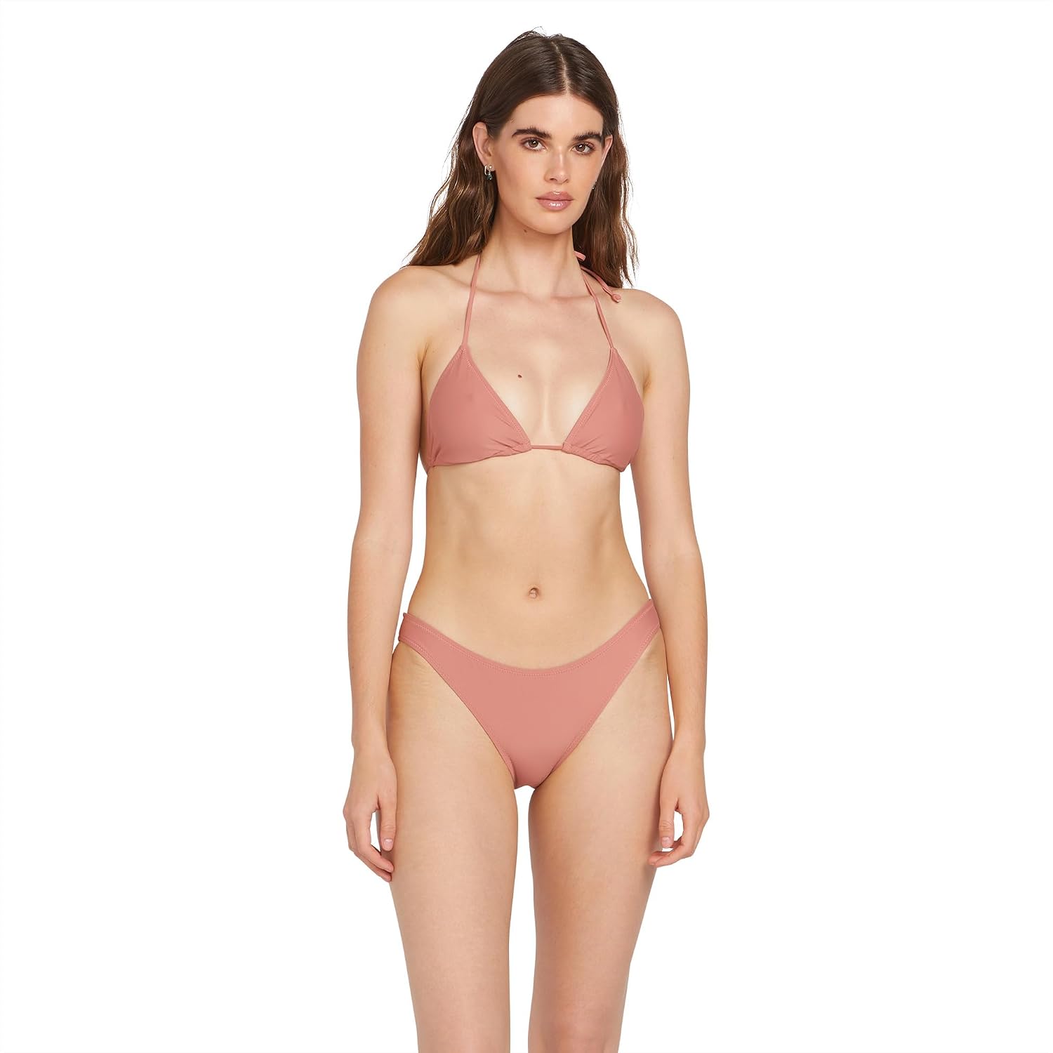 Volcom Women's Tri Bikini Top – Sustainable Slide-tri Swim Top with Adjustable Halter and Removable Cups Mauve Rose