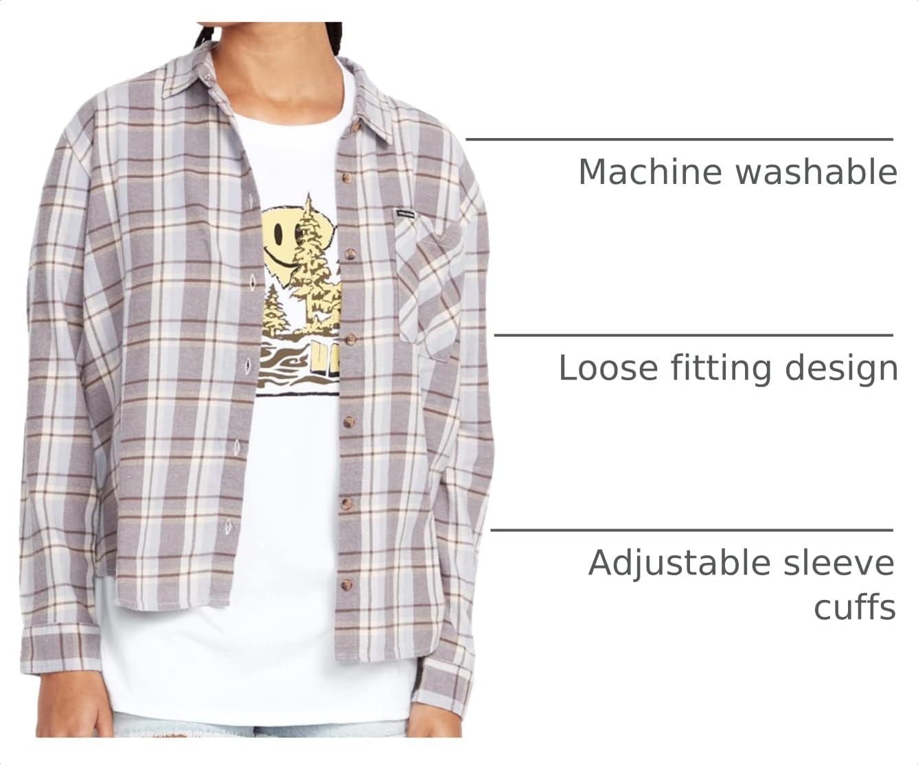 Volcom Women's Plaid to Meet U Long Sleeve Flannel Shirt