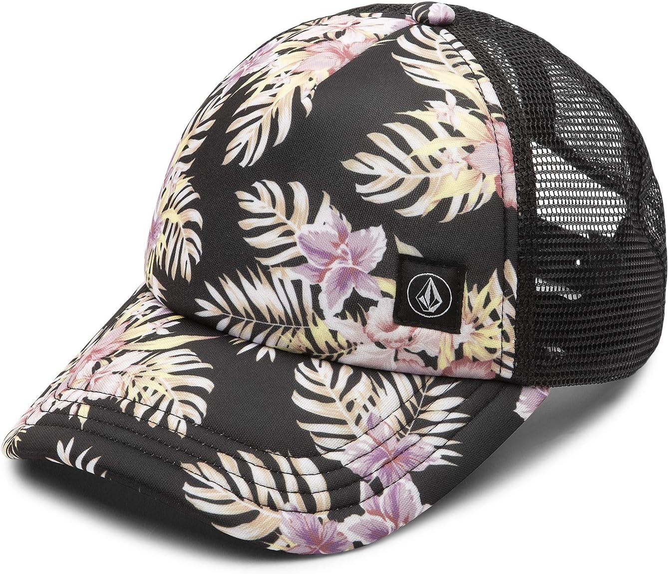 Volcom Women's Into Paradise Trucker Foam Snapback Hat Black Floral