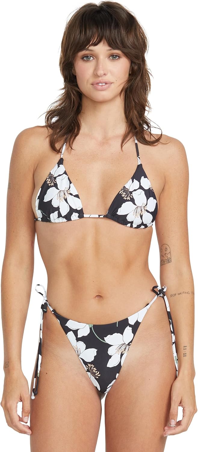 Volcom Women's Tri Bikini Top – Sustainable Slide-tri Swim Top with Adjustable Halter and Removable Cups Midnight Lily