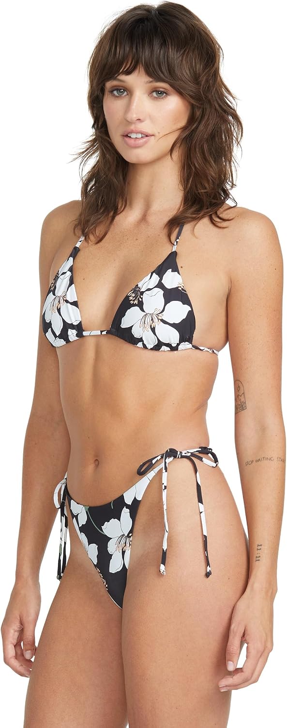 Volcom Women's Tri Bikini Top – Sustainable Slide-tri Swim Top with Adjustable Halter and Removable Cups Midnight Lily