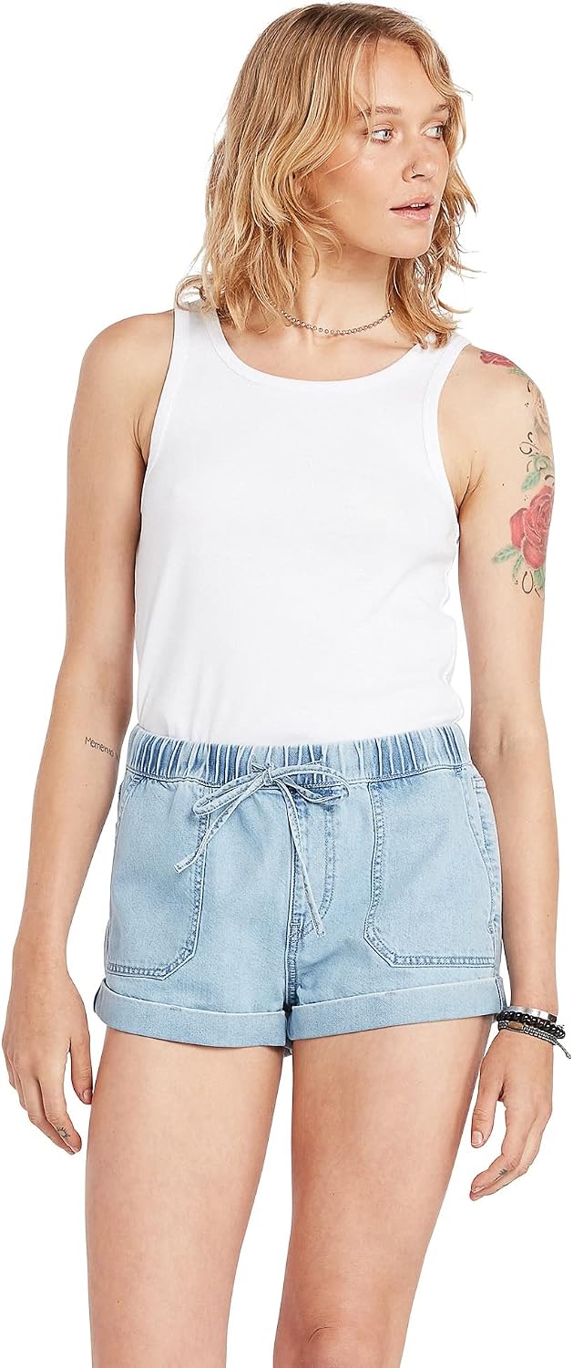Volcom Women's Sunday Strut Elastic Waist Short Pale Blue