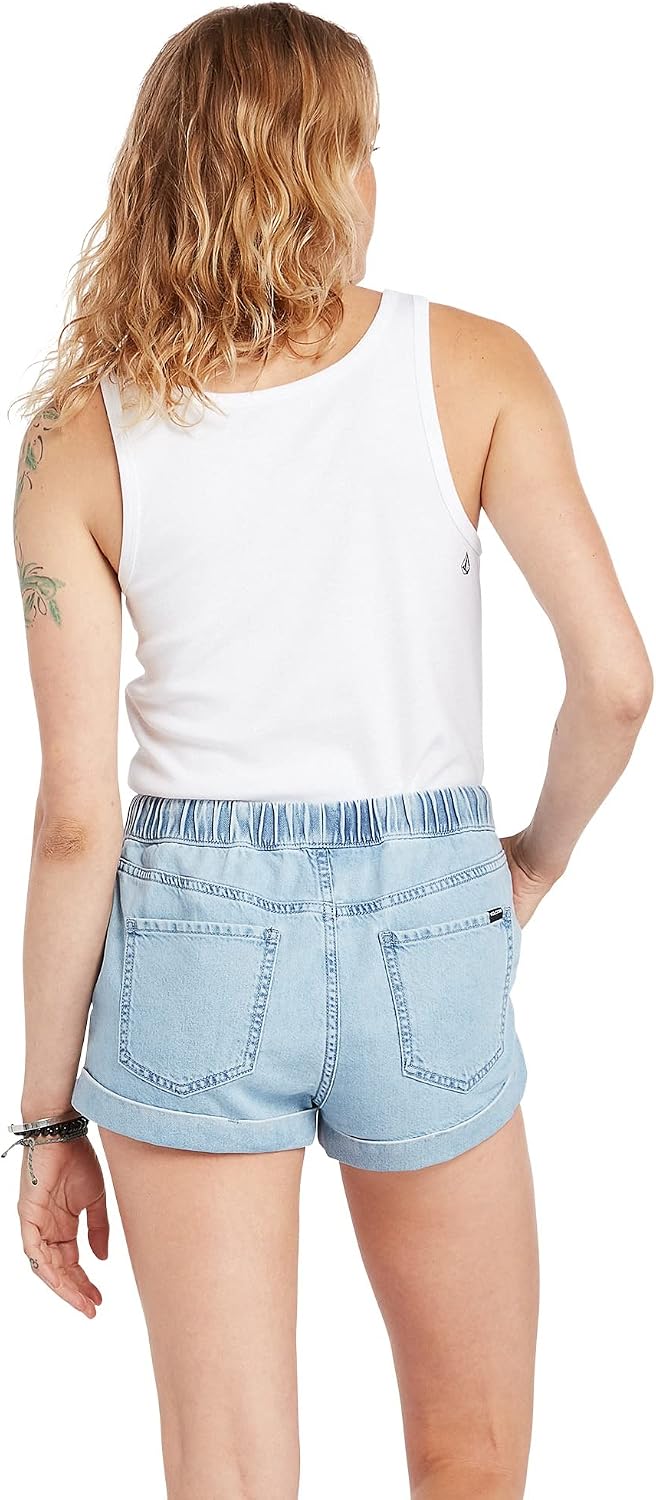 Volcom Women's Sunday Strut Elastic Waist Short Pale Blue