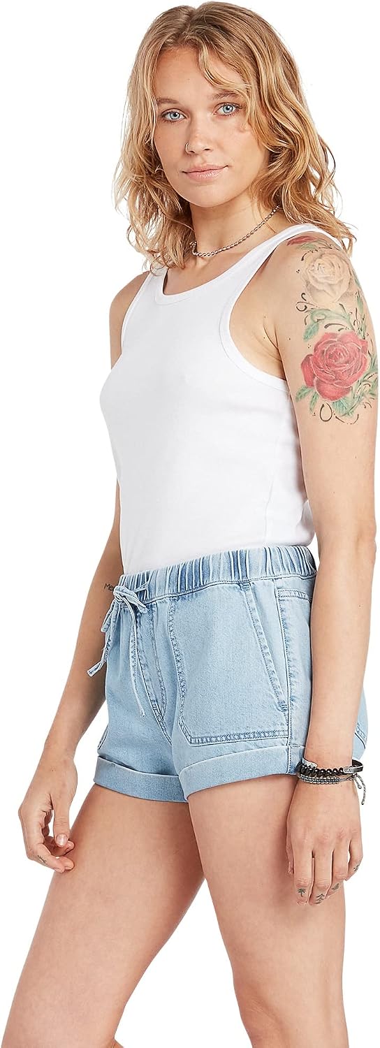 Volcom Women's Sunday Strut Elastic Waist Short Pale Blue