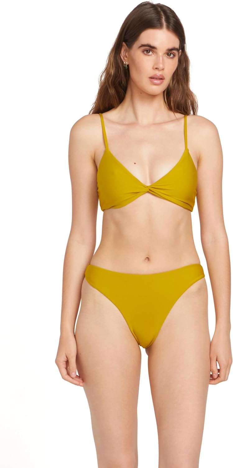 Volcom Women's Simply Seemless V Neck Swimsuit Bikini Top Moss