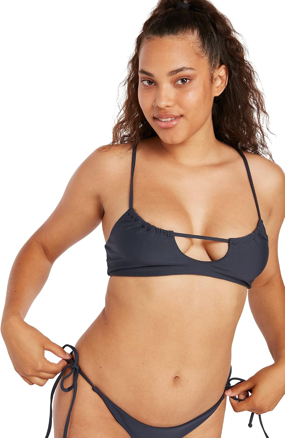 Volcom Women's Women's Simply Solid Scoop Neck Bikini Top Neck Bikini Top Bluenight