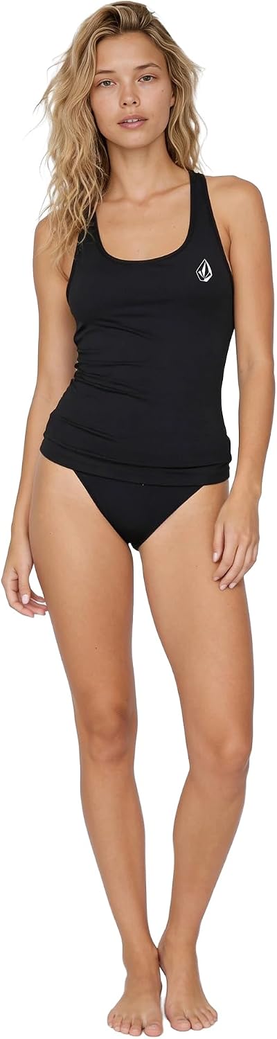 Volcom Women's Simply Core Tankini Swimsuit Top Plus Size Black