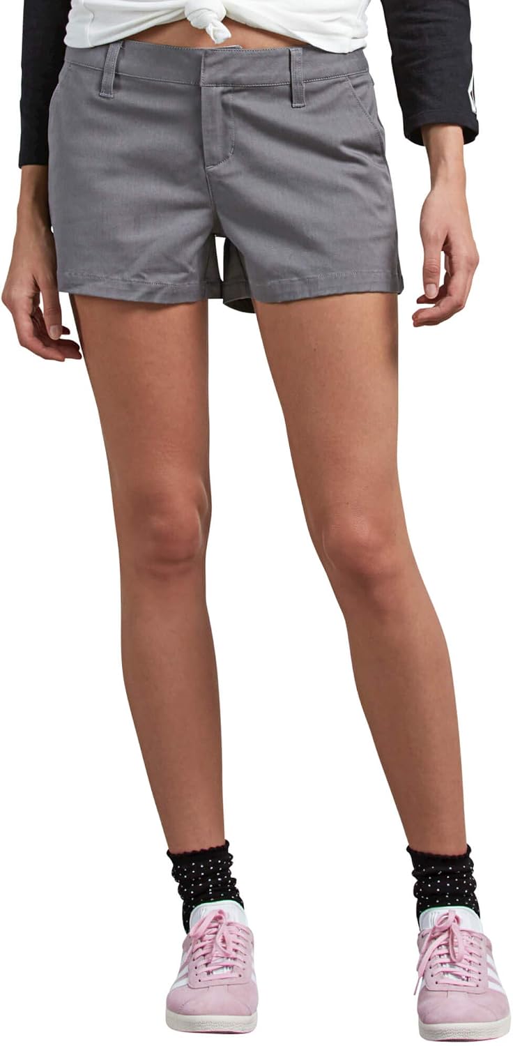 Volcom Women's Frochickie 3" Chino Short (Regular & Plus Size) Heather Grey