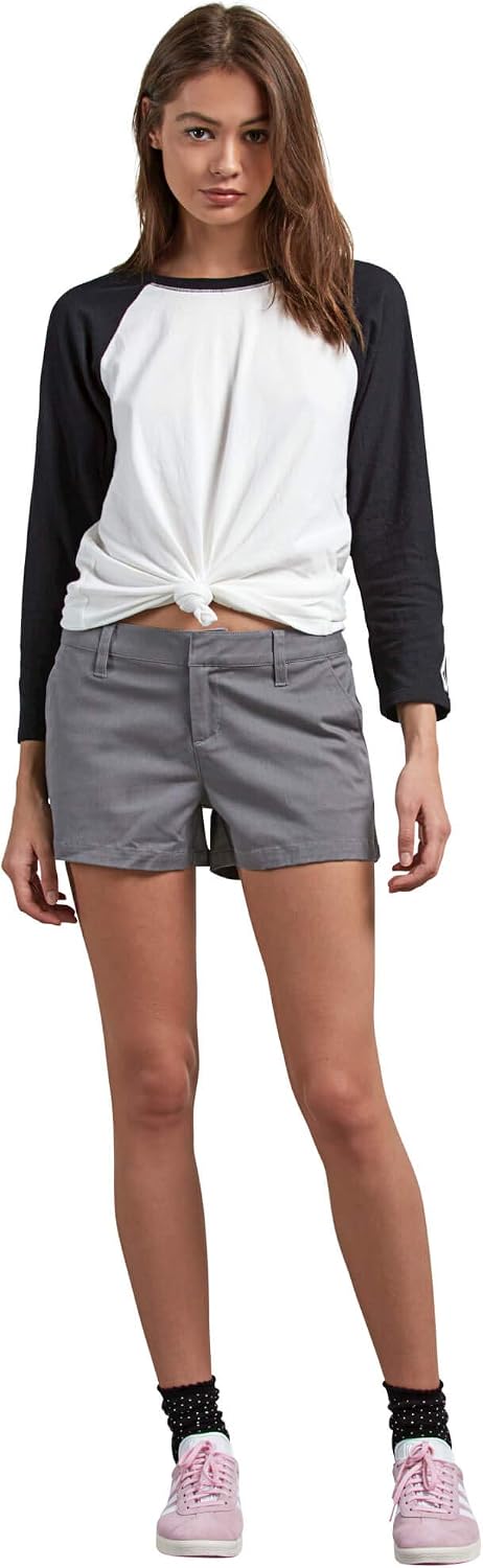 Volcom Women's Frochickie 3" Chino Short (Regular & Plus Size) Heather Grey