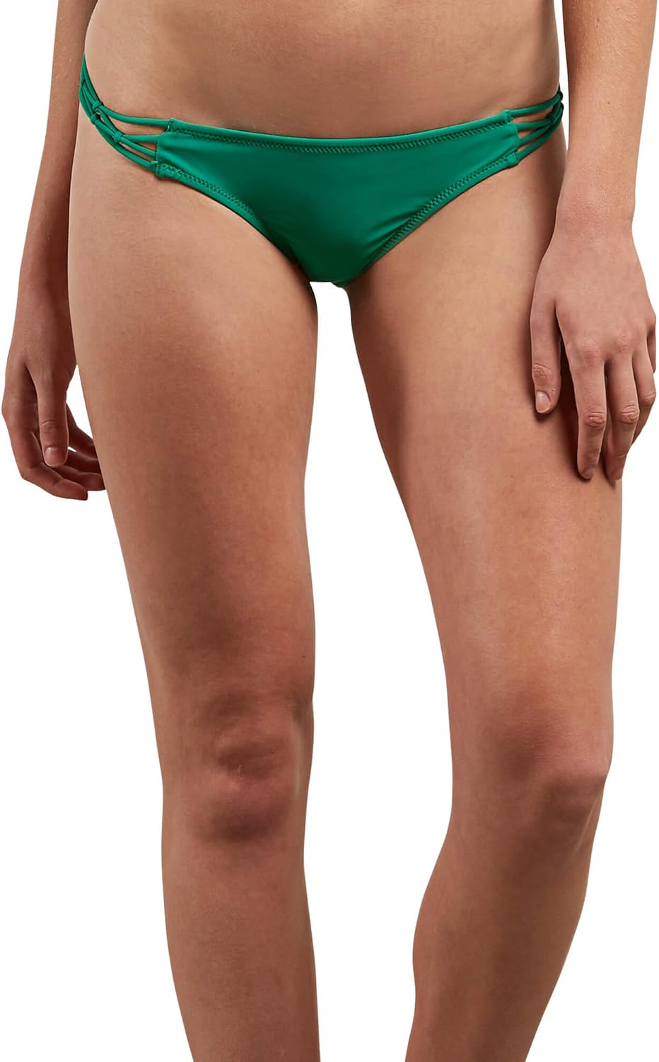 Volcom Women's Simply Solid Full Bikini Bottom (Regular & Plus Size) Green Spray