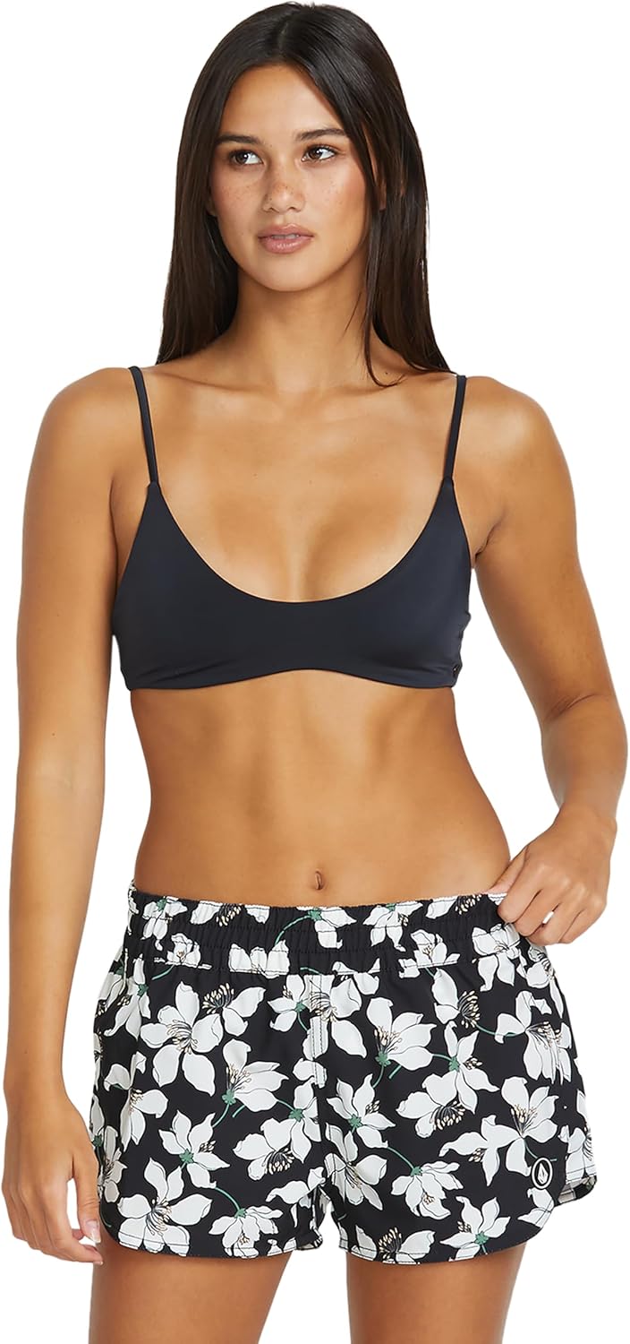 Volcom Women's 2-inch Swim Boardshorts – Lightweight 4-Way Stretch Surf Shorts with UPF 50+ and Recycled Fabric Black Lily