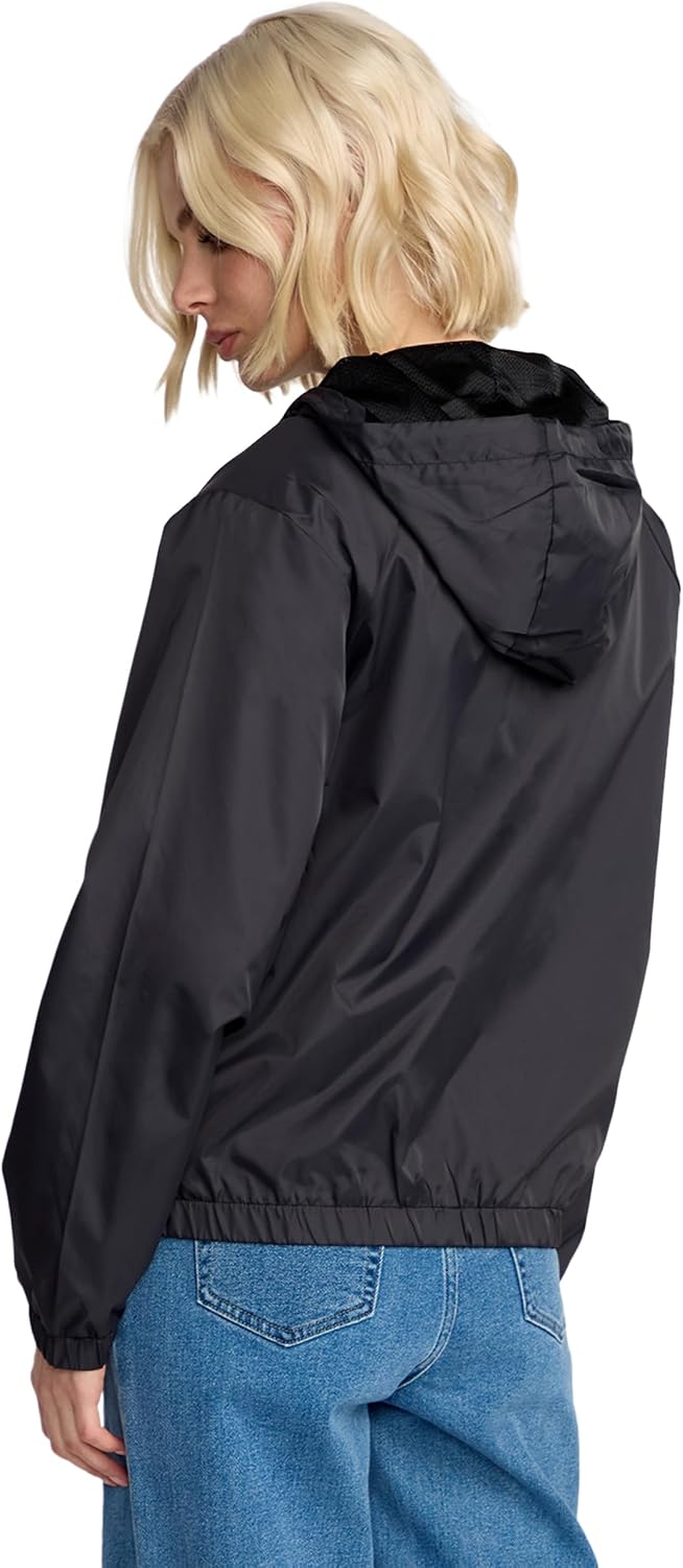 Volcom Women's Wind Stoned Lightweight Quarter Zip Windbreaker Jacket Vintage Black