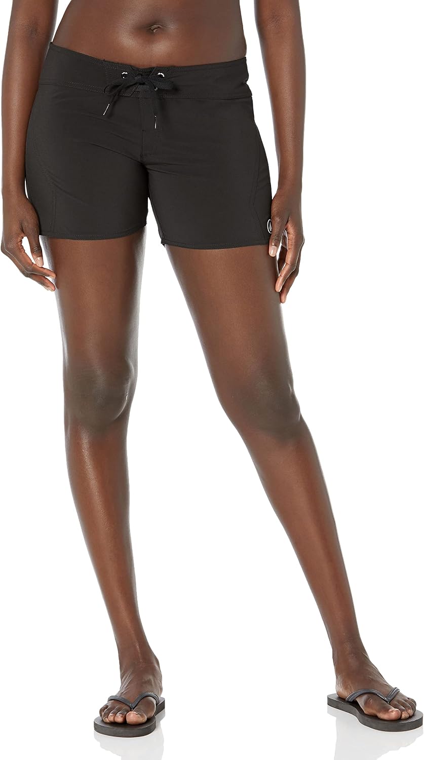 Volcom Women's Simply Solid 5-Inch Swim Surf Boardshort Black White