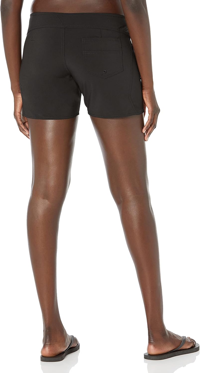 Volcom Women's Simply Solid 5-Inch Swim Surf Boardshort Black White