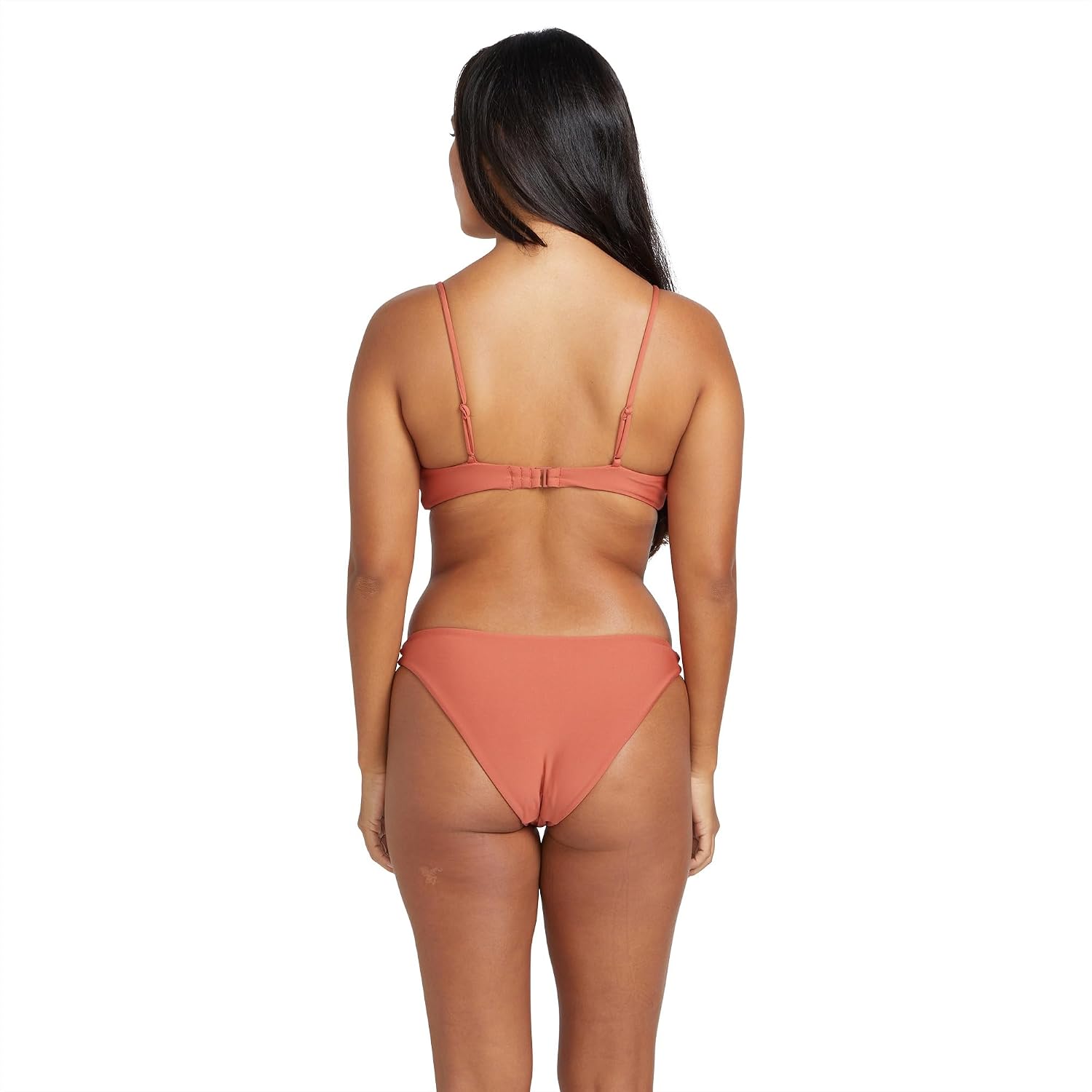 Volcom Women's Simply Seemless V Neck Swimsuit Bikini Top Rosewood