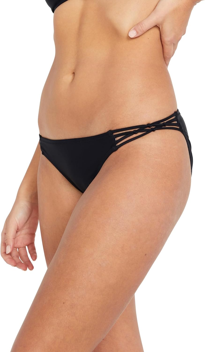Volcom Women's Full Bikini Bottom – Low-Rise Swim Bottom with Full Coverage, Made from Recycled Fabric Black Black