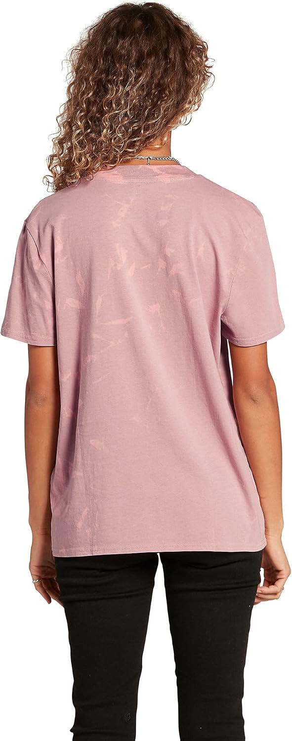 Volcom Women's Lock It Up Short Sleeve Tee – Crew Neck T-Shirt with Striped Neck Taping Faded Mauve
