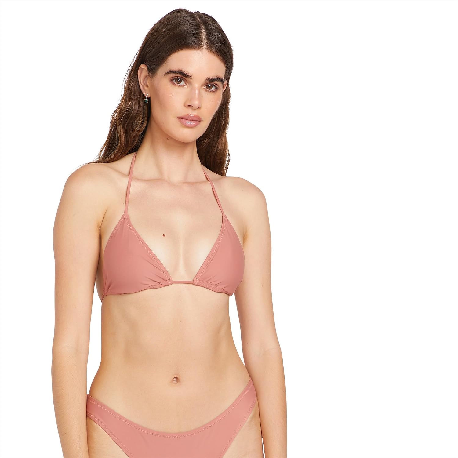 Volcom Women's Tri Bikini Top – Sustainable Slide-tri Swim Top with Adjustable Halter and Removable Cups Mauve Rose