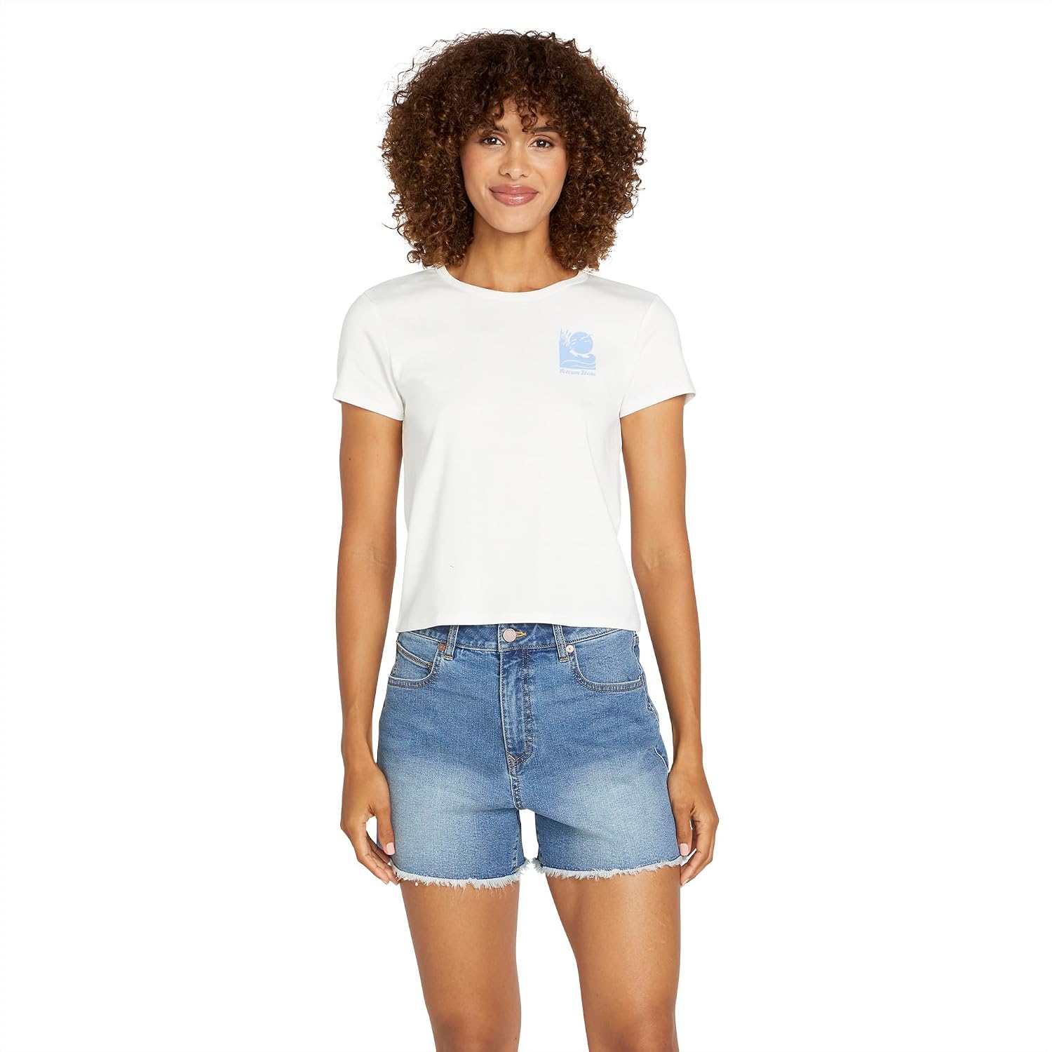 Volcom Women's Stone Step High Rise Denim Short Jasper Blue