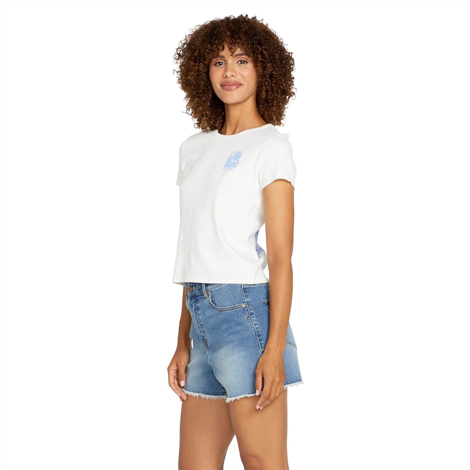 Volcom Women's Stone Step High Rise Denim Short Jasper Blue