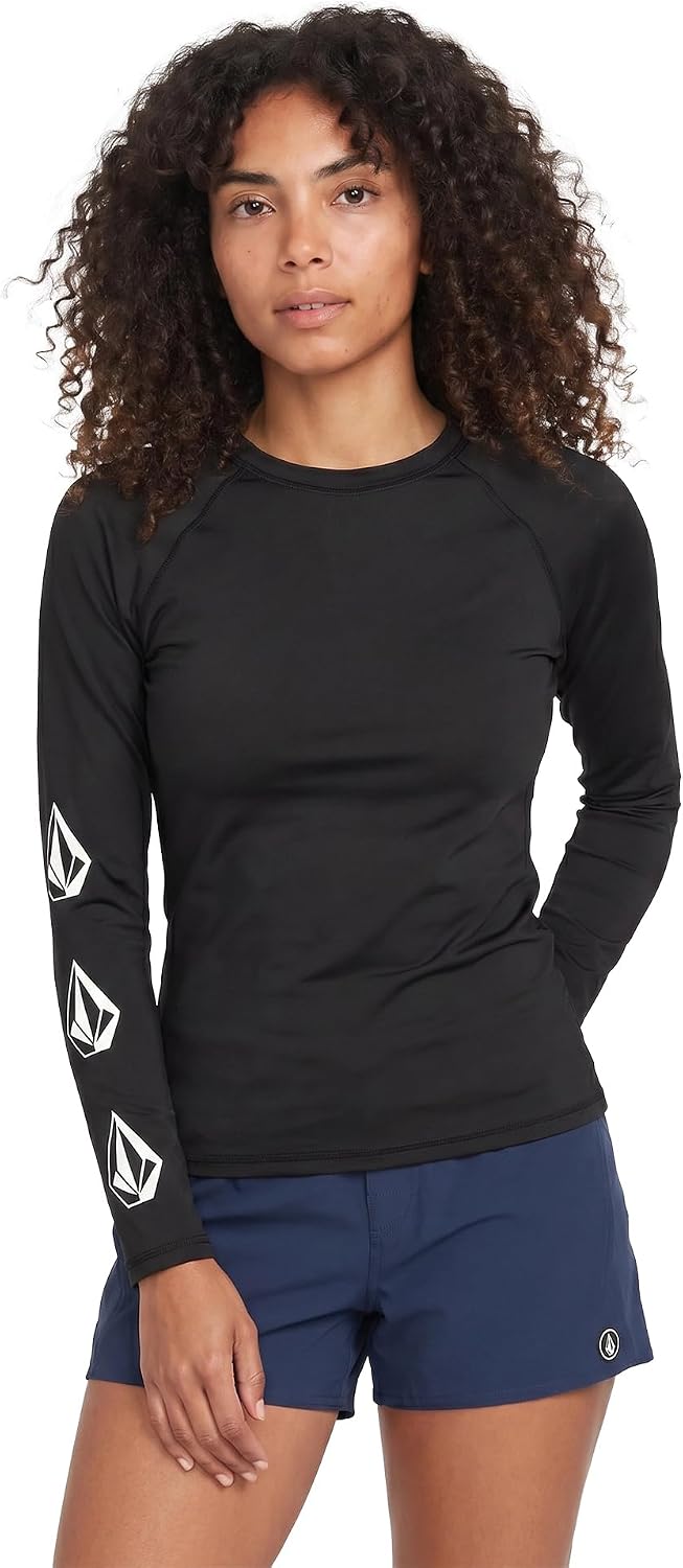 Volcom Women's Simply Core Long Sleeve Rashguard Upf 50+ Black
