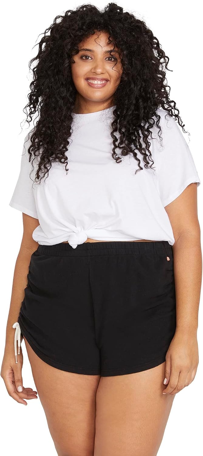 Volcom Women's Lived In Lounge Fleece Sweat Shorts (Regular & Plus Size) Black 2