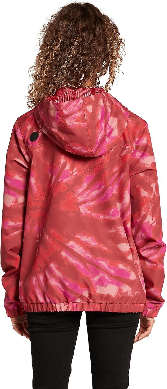 Volcom Women's Enemy Stone Hooded Zip Front Windbreaker Jacket (Regular & Plus Size) Auburn