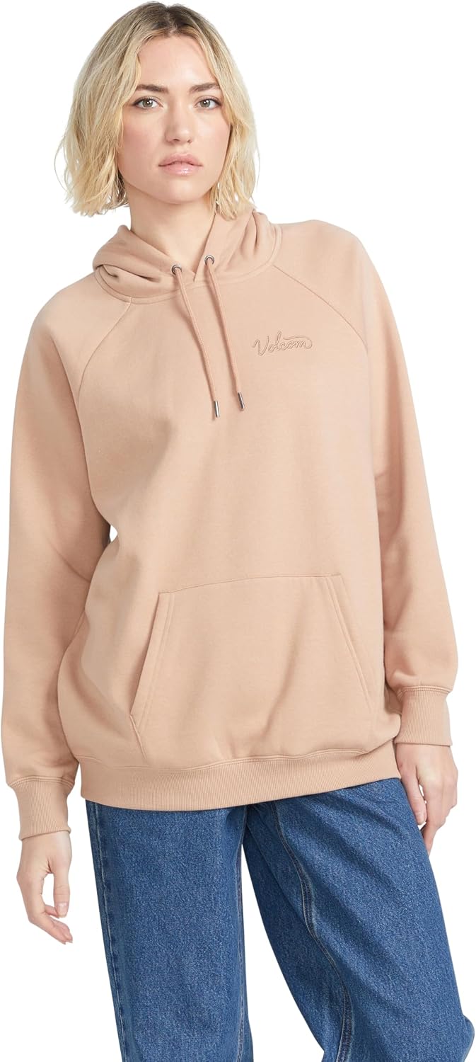 Volcom Women's Truly Stoked Ovesized Bf Hooded Fleece Sweatshirt Sandstorm